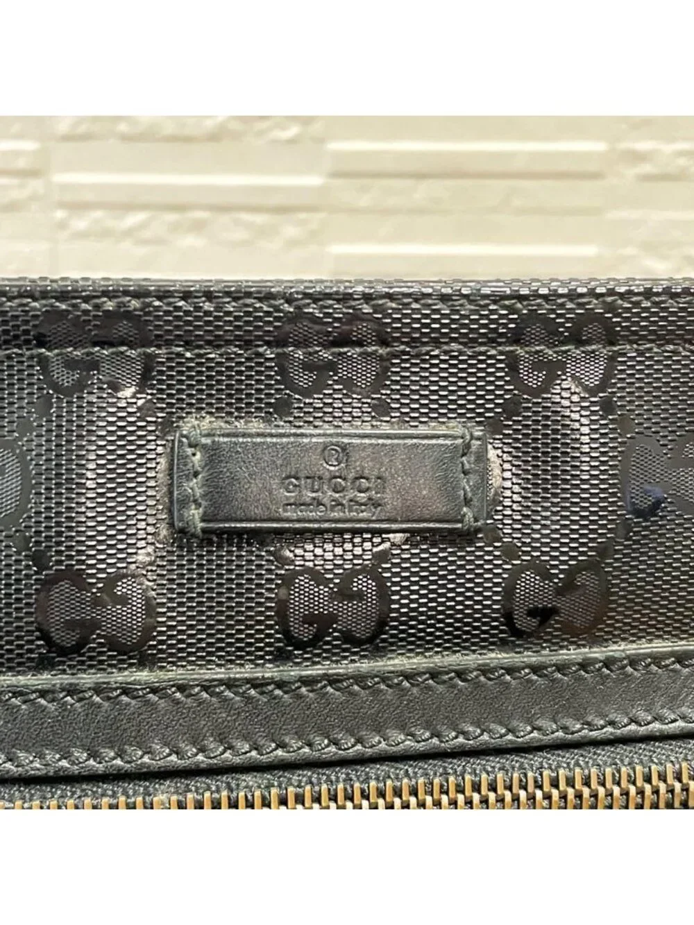 Gucci GG Supreme Crystal Shoulder Bag Messenger Black